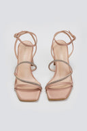 Πέδιλα σατέν με στρας TFP - Nude - thefashionproject.gr - TFP