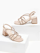 Πέδιλα σατέν χαμηλά με στρας TFP - Nude - thefashionproject.gr - TFP