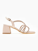 Πέδιλα σατέν χαμηλά με στρας TFP - Nude - thefashionproject.gr - TFP