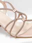 Πέδιλα σατέν χαμηλά με στρας TFP - Nude - thefashionproject.gr - TFP