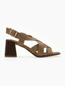 Πέδιλα suede με crossover φάσες ERYNN - Λαδί - thefashionproject.gr - ERYNN