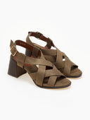 Πέδιλα suede με crossover φάσες ERYNN - Λαδί - thefashionproject.gr - ERYNN