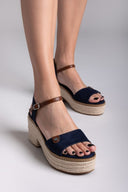 Πέδιλα suede με σχοινί στη σόλα Refresh 172578 - Μπλε σκούρο - thefashionproject.gr - Refresh