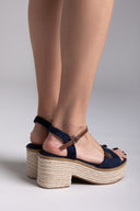 Πέδιλα suede με σχοινί στη σόλα Refresh 172578 - Μπλε σκούρο - thefashionproject.gr - Refresh