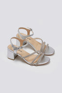 Πέδιλα χαμηλά με στρας - Ασημί - thefashionproject.gr - La Coquette