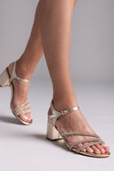 Πέδιλα χαμηλά με στρας - Χρυσό - thefashionproject.gr - La Coquette
