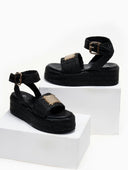 Πλατφόρμες από ψάθα Mariella Fabiani 2424/05 - Μαύρο - thefashionproject.gr - Mariella Fabiani