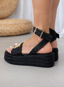 Πλατφόρμες από ψάθα Mariella Fabiani 2424/05 - Μαύρο - thefashionproject.gr - Mariella Fabiani