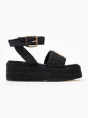 Πλατφόρμες από ψάθα Mariella Fabiani 2424/05 - Μαύρο - thefashionproject.gr - Mariella Fabiani
