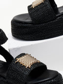 Πλατφόρμες από ψάθα Mariella Fabiani 2424/05 - Μαύρο - thefashionproject.gr - Mariella Fabiani