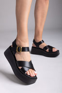 Πλατφόρμες δερμάτινες crossover RAGAZZA 0724 - Μαύρο - thefashionproject.gr - RAGAZZA - 23868002002