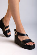 Πλατφόρμες δερμάτινες ESTIL - Μαύρο - thefashionproject.gr - Estil