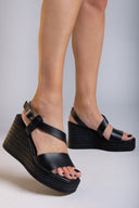 Πλατφόρμες δερμάτινες ESTIL - Μαύρο - thefashionproject.gr - Estil