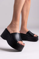 Πλατφόρμες δερμάτινες Estil - Μαύρο - thefashionproject.gr - Estil - 23601002003