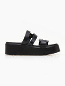 Σανδάλια flatforms δερμάτινα με ανοίγματα estil