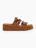 Σανδάλια flatforms δερμάτινα με ανοίγματα estil