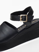 Πλατφόρμες δερμάτινες με άνοιγμα tfp - Μαύρο - thefashionproject.gr - TFP