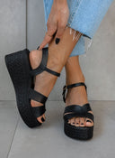 Πλατφόρμες δερμάτινες με μπαρέτα tfp - Μαύρο - thefashionproject.gr - TFP