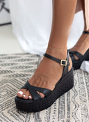 Πλατφόρμες δερμάτινες με μπαρέτα tfp - Μαύρο - thefashionproject.gr - TFP