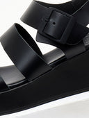 Πλατφόρμες δερμάτινες με μπαρέτα TFP - Μαύρο - thefashionproject.gr - TFP