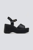 Πλατφόρμες δερμάτινες με μπαρέτα TFP - Μαύρο - thefashionproject.gr - TFP