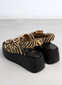 Πλατφόρμες δερμάτινες με print TFP - Μαύρο/Μπεζ - thefashionproject.gr - TFP