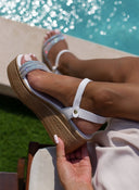 Πλατφόρμες δερμάτινες με στρας estil - Λευκό - thefashionproject.gr - Estil