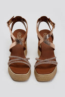 Πλατφόρμες δερμάτινες με στρας ESTIL - Χαλκός - thefashionproject.gr - Estil