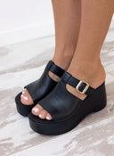 Πλατφόρμες δερμάτινες με τοκά TFP - Μαύρο - thefashionproject.gr - TFP