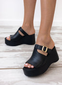 Πλατφόρμες δερμάτινες με τοκά TFP - Μαύρο - thefashionproject.gr - TFP