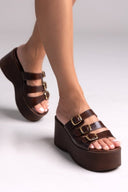 Πλατφόρμες δερμάτινες με τοκάδες Estil - Καφέ - thefashionproject.gr - Estil - 24138036003