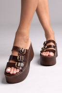 Πλατφόρμες δερμάτινες με τοκάδες Estil - Καφέ - thefashionproject.gr - Estil - 24138036003