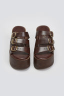 Πλατφόρμες δερμάτινες με τοκάδες Estil - Καφέ - thefashionproject.gr - Estil - 24138036003