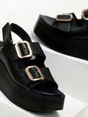 Πλατφόρμες δερμάτινες με τοκάδες TFP - Μαύρο - thefashionproject.gr - TFP