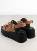 Πλατφόρμες δερμάτινες με τοκάδες TFP - Mocha - thefashionproject.gr - TFP