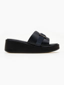 Πλατφόρμες δερμάτινες με ζωνάκι Estil - Μαύρο - thefashionproject.gr - Estil