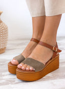 Πλατφόρμες καστόρινες με μπαρέτα Estil - Λαδί - thefashionproject.gr - Estil