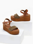 Πλατφόρμες καστόρινες με μπαρέτα Estil - Λαδί - thefashionproject.gr - Estil