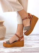 Πλατφόρμες καστόρινες με μπαρέτα Estil - Λαδί - thefashionproject.gr - Estil