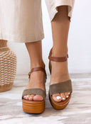 Πλατφόρμες καστόρινες με μπαρέτα Estil - Λαδί - thefashionproject.gr - Estil