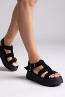 Πλατφόρμες καστόρινες με τοκά Estil - Μαύρο - thefashionproject.gr - Estil - 24077002003