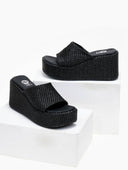 Πλατφόρμες με φαρδιά φάσα από ψάθα TFP - Μαύρο - thefashionproject.gr - TFP