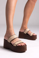 Πλατφόρμες με ψάθινες φάσες Estil - Καφέ - thefashionproject.gr - Estil - 24137036003
