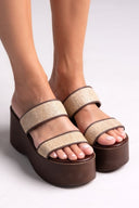 Πλατφόρμες με ψάθινες φάσες Estil - Καφέ - thefashionproject.gr - Estil - 24137036003