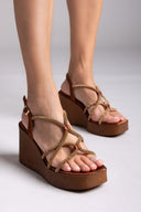 Πλατφόρμες σατέν με στρας Tfp - Μπρονζέ - thefashionproject.gr - TFP - 24024011002