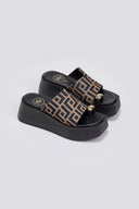 Πλατφόρμες υφασμάτινες με print Tfp - Καφέ - thefashionproject.gr - TFP - 24065036003