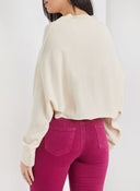 Πλεκτή μπλούζα cropped - Μπεζ - thefashionproject.gr - The Fashion Project