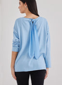 Πλεκτή μπλούζα με κορδέλα - Γαλάζιο - thefashionproject.gr - The Fashion Project
