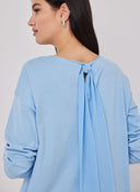 Πλεκτή μπλούζα με κορδέλα - Γαλάζιο - thefashionproject.gr - The Fashion Project