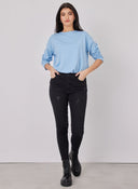 Πλεκτή μπλούζα με κορδέλα - Γαλάζιο - thefashionproject.gr - The Fashion Project